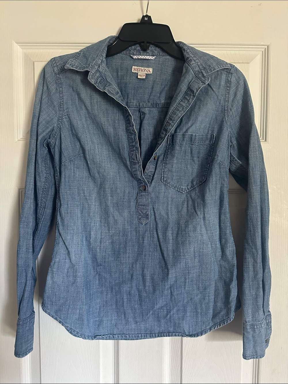 Merona Light Blue Denim Popover Shirt